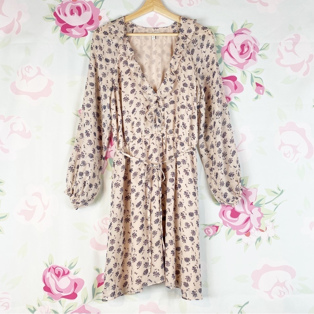 Joie Marelle Pink Sky Ditsy Floral Silk Ruffles Mini Dress M